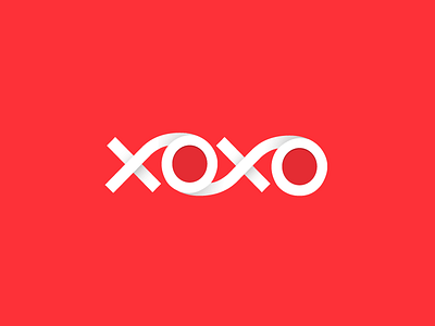 xoxo brand gradient graphic kiss lettering letters logo mark red typography wavy white