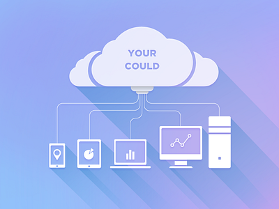 Devices Connected to the Cloud chart clean computer gradient icons illustration information mobile shadows vector white