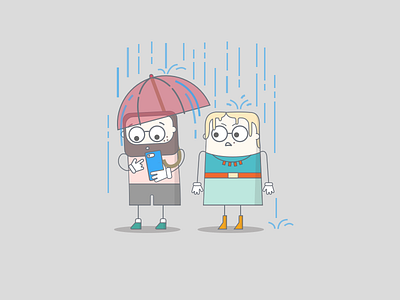 The Rain blonde cartoon character character design girl guy illustration person umbrella water