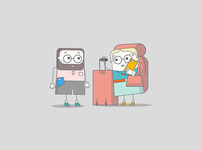 The Get Away cartoon character character design free girl guy illustration luggage person phone