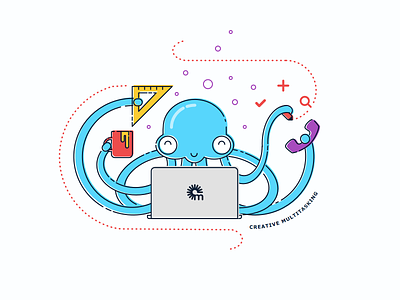 Creative Octopus activity cartoon character character design creative epic icon illustration t shirt task