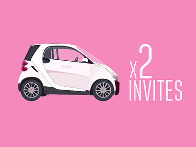 Two invites, join the ride! car debut first shot illustration invites. invite mini photoshop ride two vehicle
