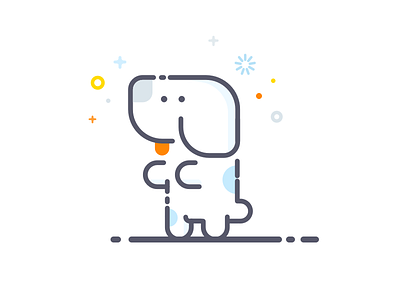 Whimsical Doggy character colors illustration light vector