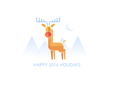 Happy 2016 Holidays cartoon character deer fly illustration sketch winter