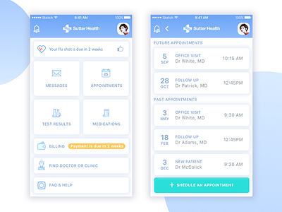 MyChart Concept on Mobile appointments dashboard fresh health lines schedule