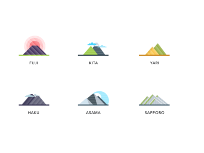 Japanese Mountains clean flat illustration vector