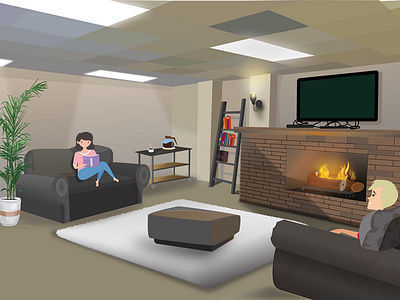 Interior design of A Lower Room animation character design illustration interior lower room sofa speedart vector