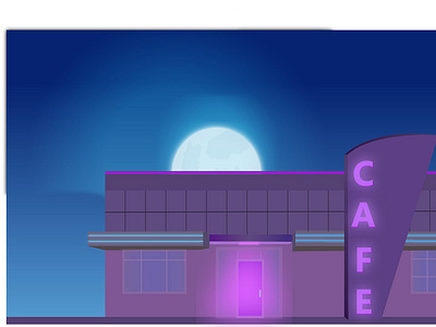 Practice illustration of Night time Chilled Cafe