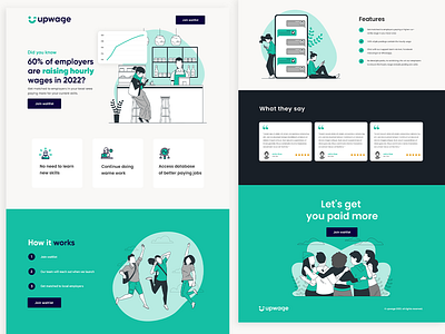 upwage cartoon clean graphic design landing page ui ux