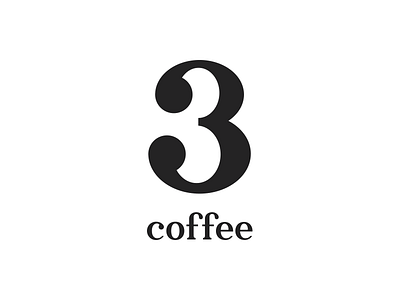 3 Coffee Logo 3 black brand branding coffee custom lettering custom type identity logo mark serif white