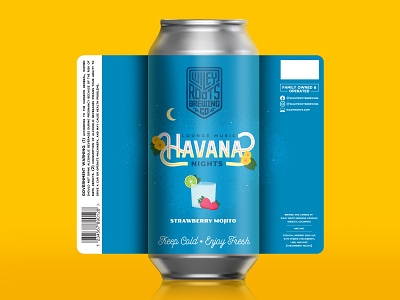Lounge Music: Havana Nights - Wiley Roots Label Design beer brewery cuba custom lettering havana havana nights illustration label lettering lime mojito packaging design strawberry