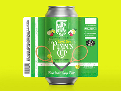 Lounge Music: Royal Pimm's Cup - Sour Ale beer beer branding beer label brewery green illustration label packaging packaging design tennis tennis ball