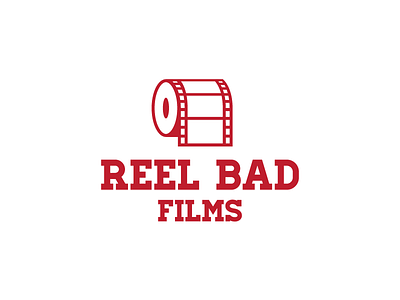 Reel Bad Films Logo bad brand branding films logo monochromatic red reel toilet paper white