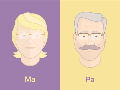 Ma & Pa character design flat illustration parents vector