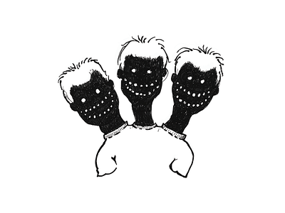 Creepy Conjoined Triplets creepy drawing ink kids pen siamese triplets