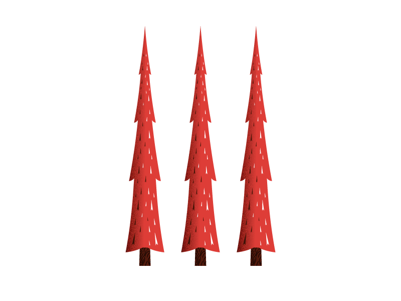 Trees - New Style flat illustration red texture trees