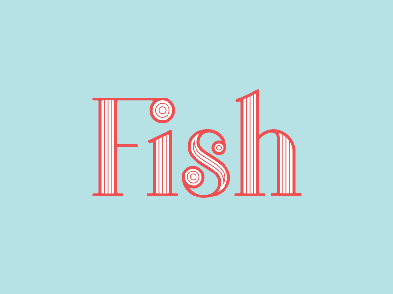 Custom Lettering - Fish (inverted colors) typography fi ligature serif type custom lettering fish