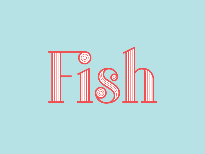 Custom Lettering - Fish (inverted colors)