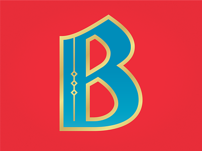 B b black letter blue circus custom type gold lettering red