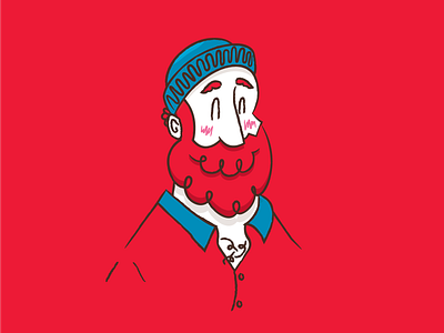 Paul Bunyan blue character illustration mountain man red