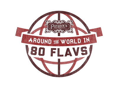 80 Flavs Logo bar beer burgundy globe irish liberator logo marketing patricks promtion pub red ribbon texture tour world