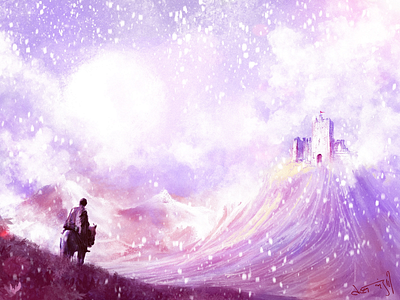 Approaching wintercastle art digital painting procreate