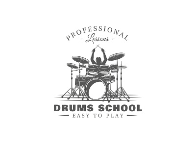Music Logo branding design drummer drums emblem illustration label logo music music logo vector vintage vintage logo