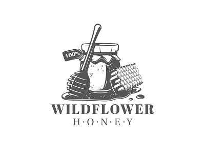 Honey Logo branding design emblem food health honey illustration label logo vector vintage vintage logo