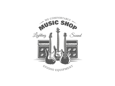 Music Logo branding concept design emblem guitar illustration label logo music music logo speakers vector vintage vintage logo
