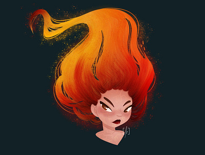 Fire girl character art character concept characterdesign concept art fire fire girl flames girl girl drawing illustration visual development woman