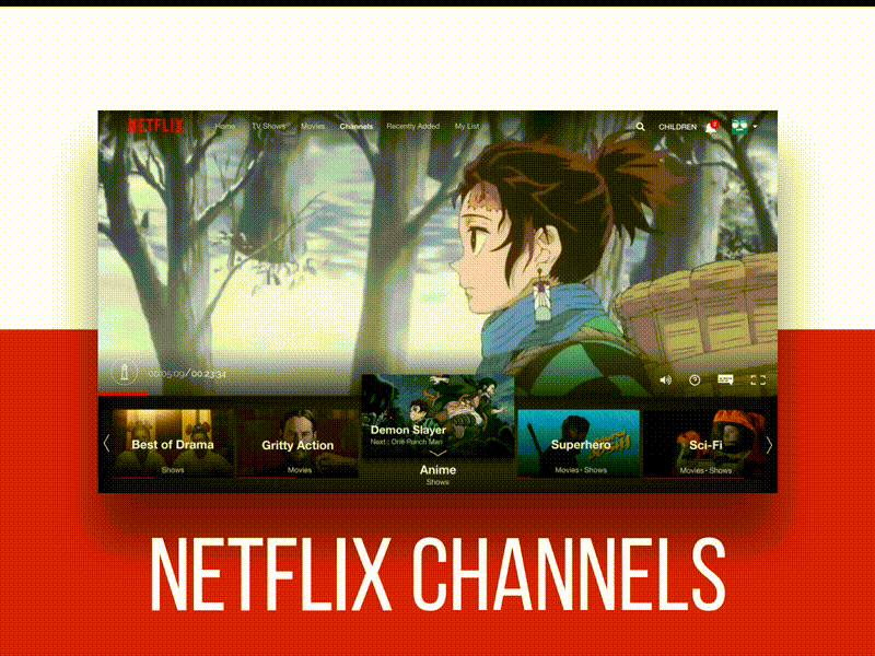 Netflix Channels UI animation app appdesign design interaction minimal netflix netflix ui product design prototype prototype animation ui uidesign ux