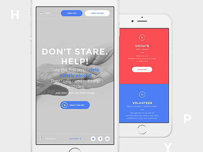 Don't stare. Help! elderly help mobail responsive social project ui user experience user interface ux web web design