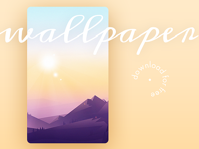 Wallpaper for iPhone & Android 2016 android freebie illustration iphone mobile mountain pink sun wallpaper