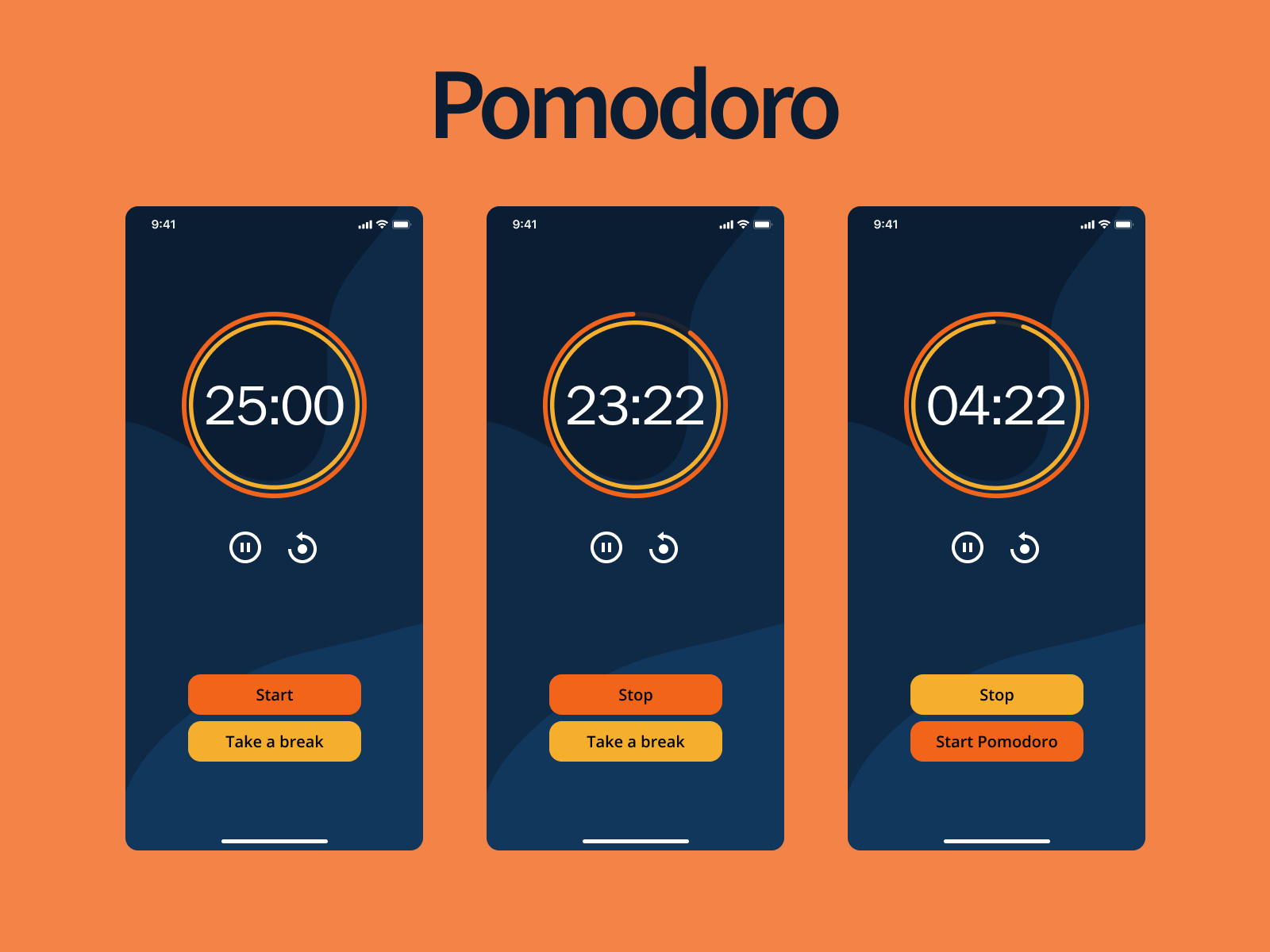 Pomodoro App UI by Harsh Mudhale on Dribbble