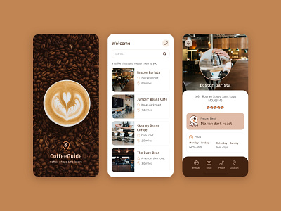 Coffee Guide App Design app application coffee design guide minimal mobile shop ui ux