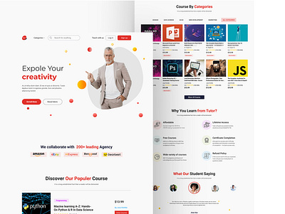 Best Landing page design best free ui template best learning platfrom free download sass lamding page ui design