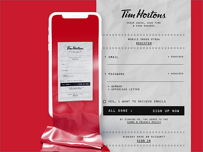 Tim Hortons Sign In Page app app design dailyui design designer receipt tim hortons ui uidesign