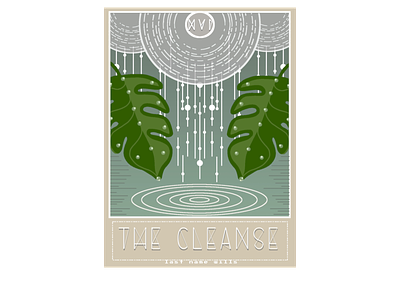 XVI The Cleanse branding design flat illustration metaphysical natural rain tarot tarot card