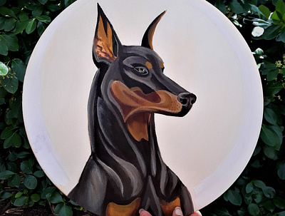 Doberman Painting acrylic dogs illustration painting