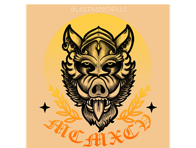 year of the pig branding design flat illustration lifestyle illustration tattoo tattoo design