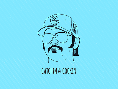 catchin and cookin fishing illustration outdoor social vintage