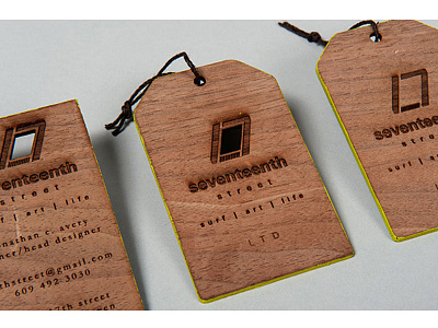 17th Street Stationary black walnut business cards hang tags