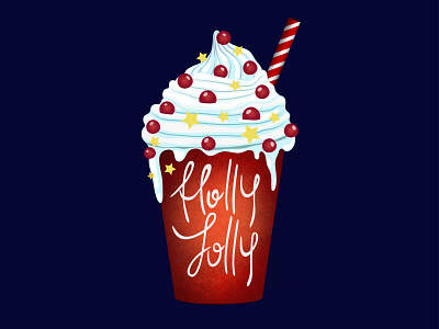 Holly Jolly Latte berries christmas illustration coffee cup festive food illustration holly jolly latte red vector