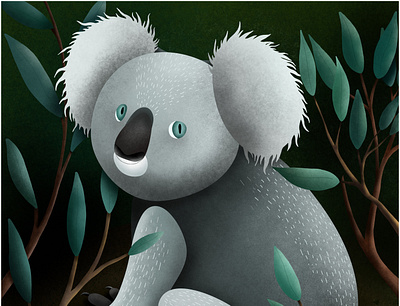 koala illustration animals illustrated background botanical illustration cute animal flora forest green illustration koala bear photoshop plants texture vector