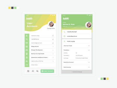 User Profile Mobile UI app clean ui design green profile page ui user page ux