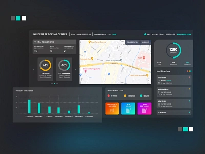 Incident Tracking Center (Emergency) Dashboard - Web UI button dark dashboad design gloss gradient maps police statistics ui ux web website