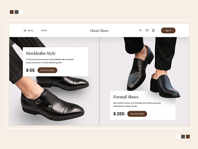 Classic Shoes Store Website UI