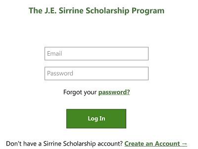 Sirrine Scholarship Login Page