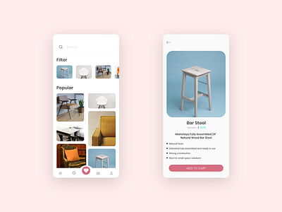 Furniture App Concept app design firstshot flat landing page design landingpage minimal typography ui ux