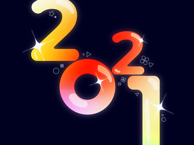 2021 2021 bright bubble letters glow illustrator new year numbers nye rainbow shapes shiny typography year